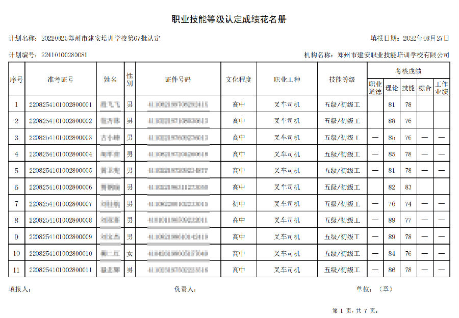 建安职业技能培训学校-第67批职业技能等级认定考试成绩公示（图1）