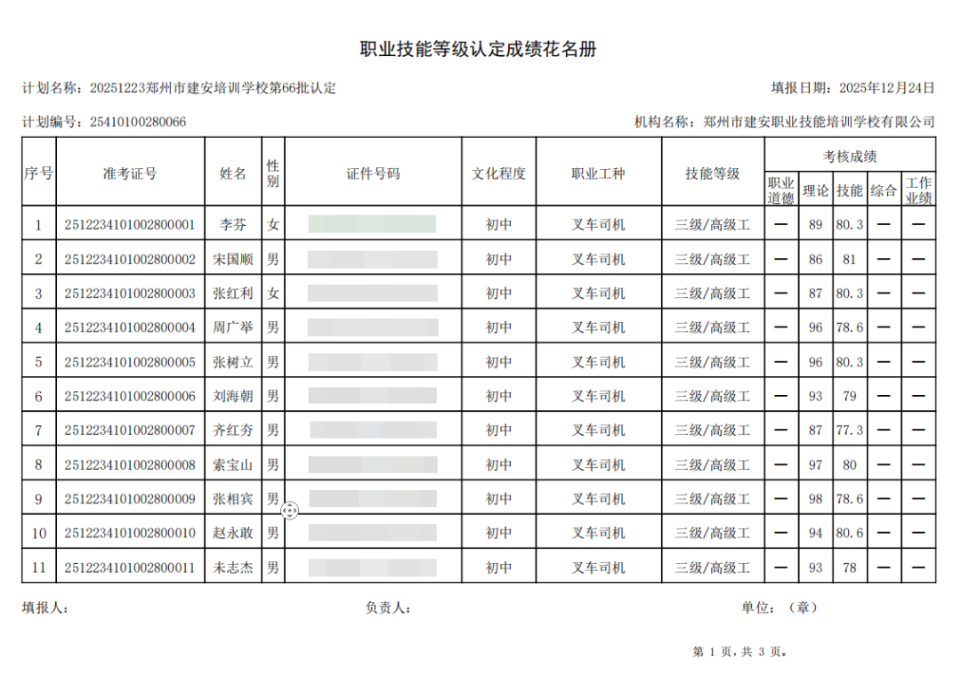 建安职业技能培训学校-2025年第66批职业技能等级认定考试成绩公示（图1）