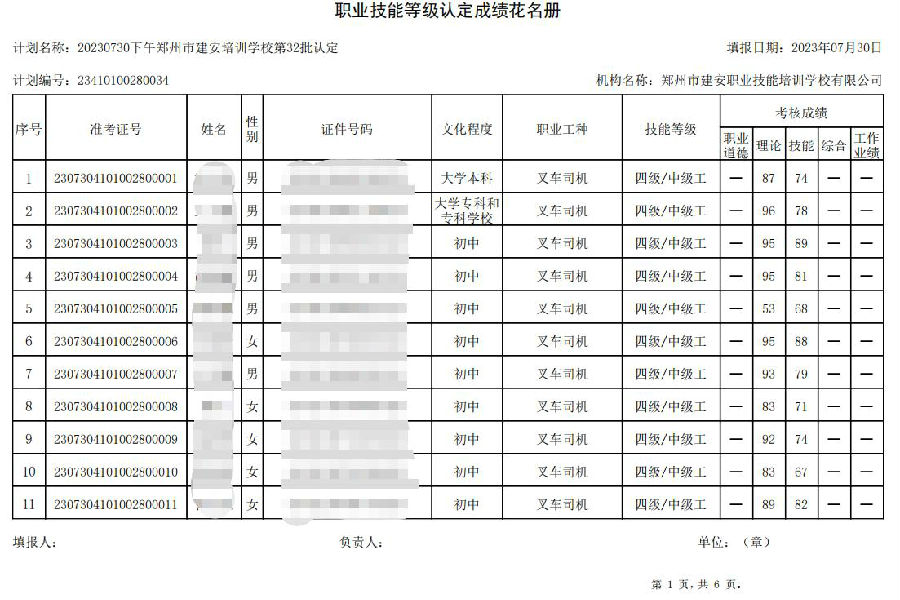 建安职业技能培训学校-20230730-第32批职业技能等级认定考试成绩公示（图1）