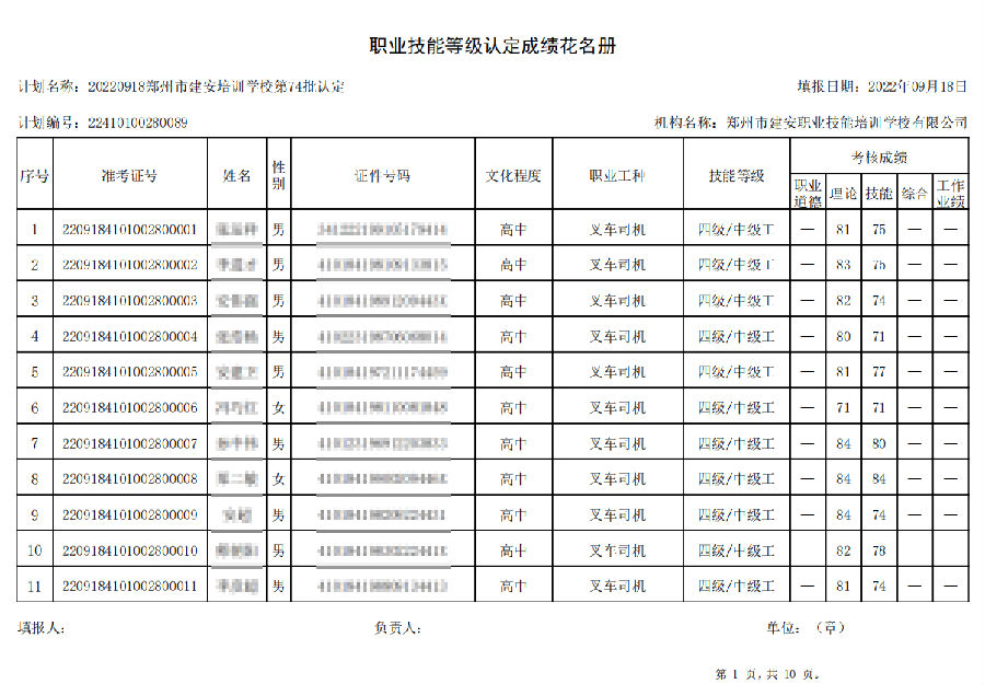 建安职业技能培训学校-第74批职业技能等级认定考试成绩公示（图1）