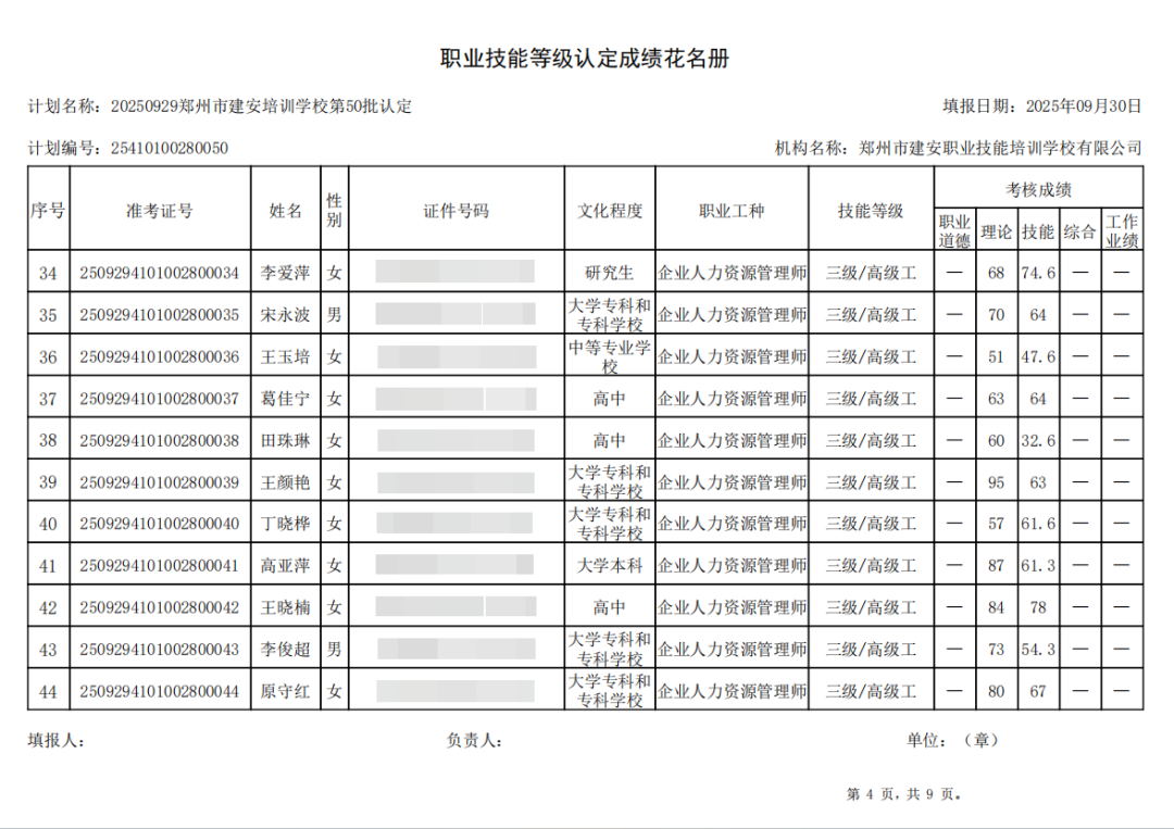 建安职业技能培训学校-2025年第50批职业技能等级认定考试成绩公示(图4)