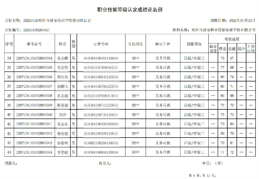 建安职业技能培训学校-第43批职业技能等级认定考试成绩公示（图4）