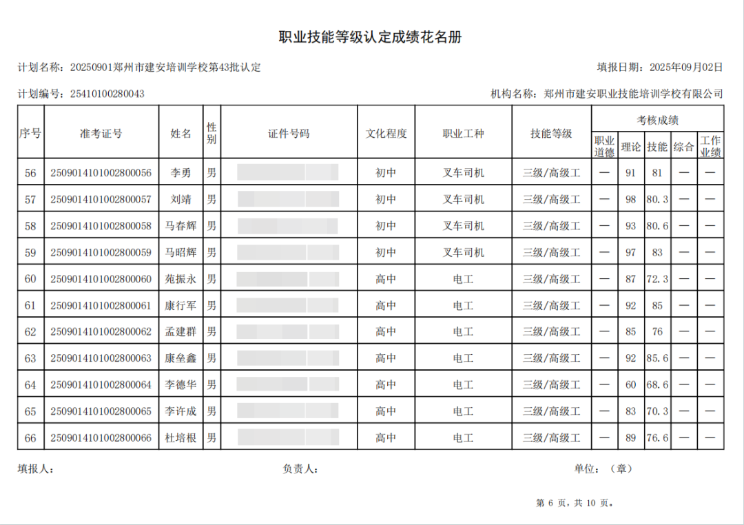 建安职业技能培训学校-2025年第43批职业技能等级认定考试成绩公示（图6）