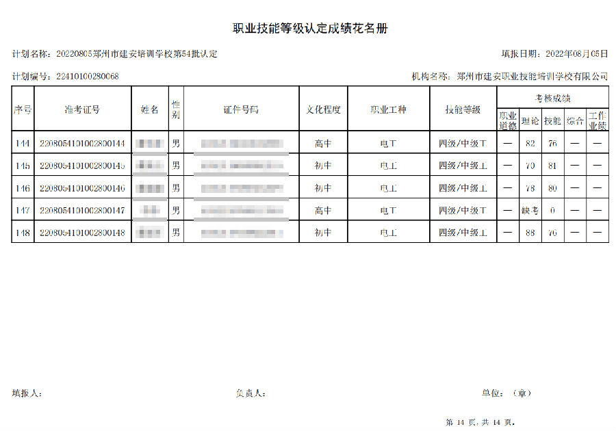 14.png 建安职业技能培训学校-第54批职业技能等级认定考试成绩公示(图14)