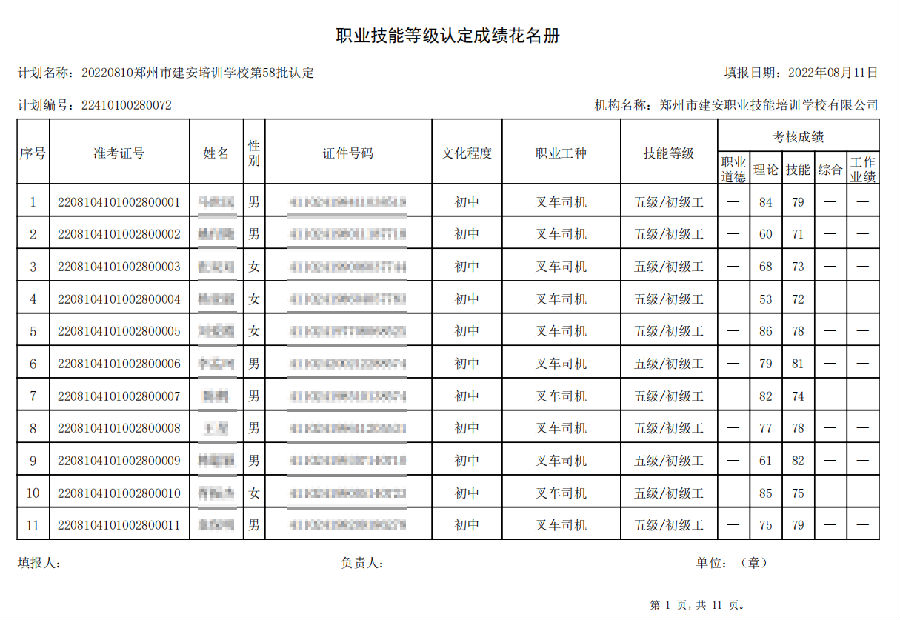 建安职业技能培训学校-第58批职业技能等级认定考试成绩公示（图1）