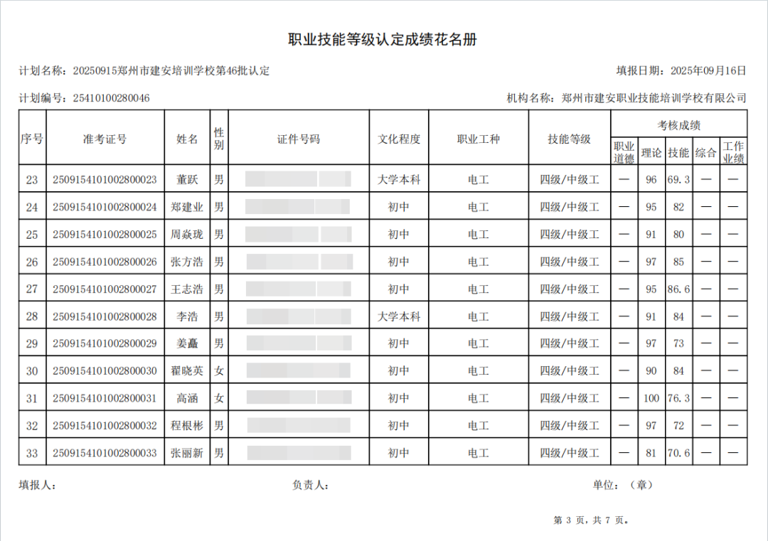 建安职业技能培训学校-2025年第46批职业技能等级认定考试成绩公示(图3)