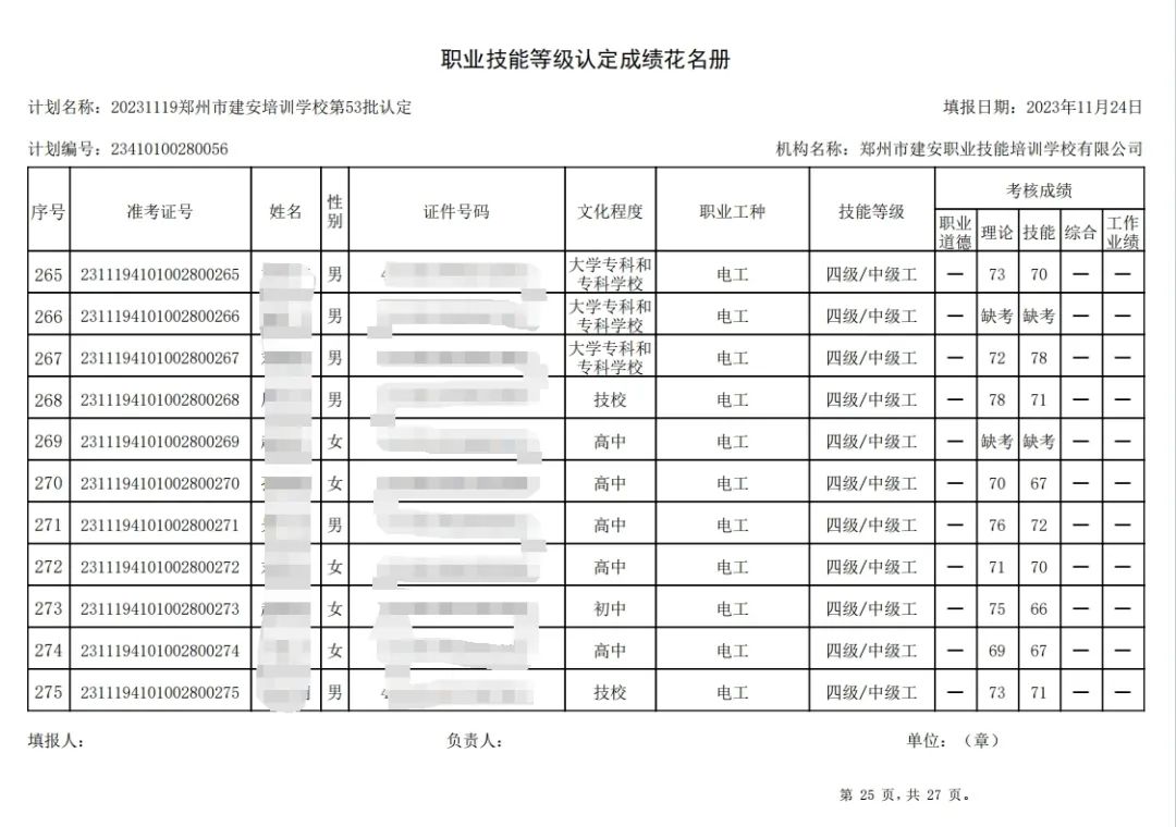 建安职业技能培训学校-第53批职业技能等级认定考试成绩公示（图25）