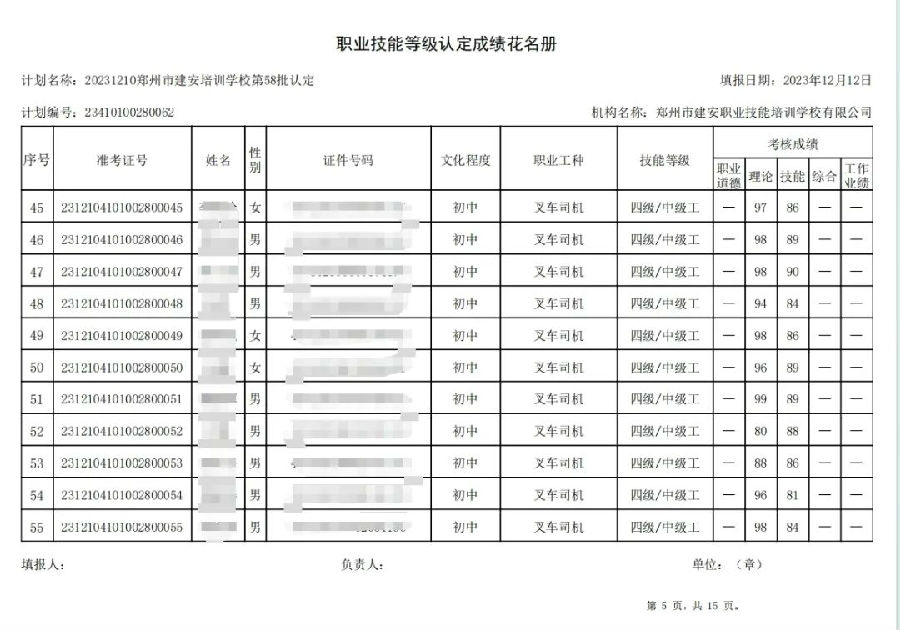建安职业技能培训学校-第58批职业技能等级认定考试成绩公示（图5）
