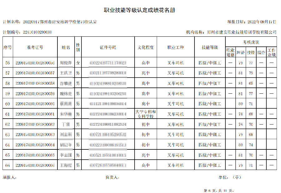 建安职业技能培训学æ ?ç¬?2批职业技能等级认定考试成绩公示 建安职业技能培训学校-第73批职业技能等级认定考试成绩公示(图6)