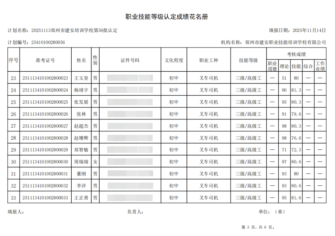 建安职业技能培训学校-2025年第56批职业技能等级认定考试成绩公示(图3)
