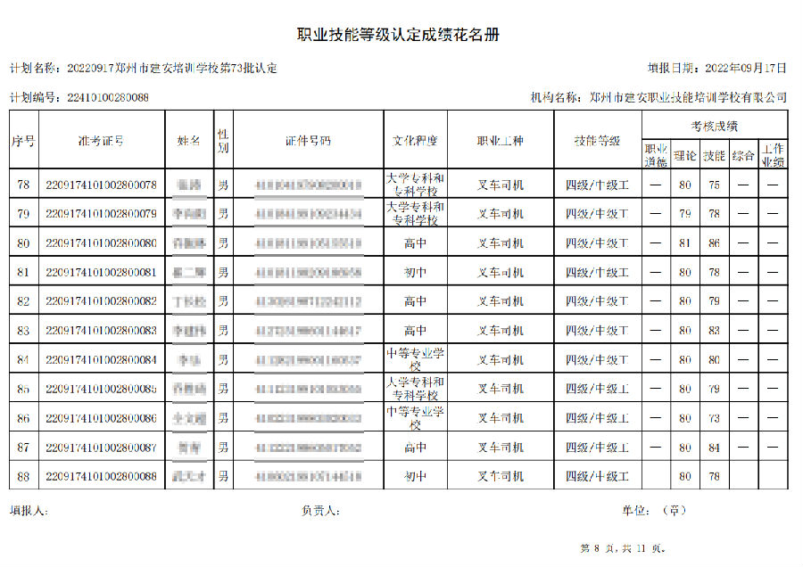 建安职业技能培训学æ ?ç¬?2批职业技能等级认定考试成绩公示 建安职业技能培训学校-第73批职业技能等级认定考试成绩公示(图8)
