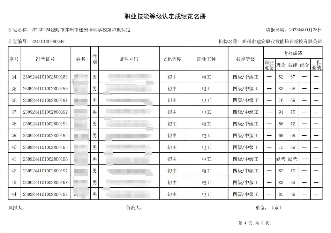 建安职业技能培训学校-第47批职业技能等级认定考试成绩公示（图4）