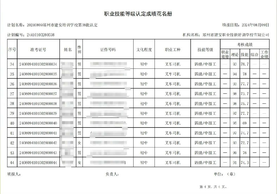 成绩公示4 建安职业技能培训学校-第38批职业技能等级认定考试成绩公示(图4)