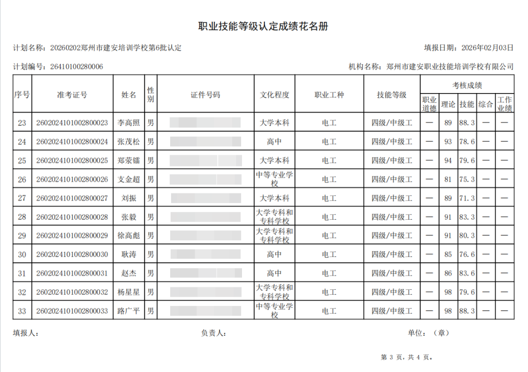 建安职业技能培训学校-2026年第6批职业技能等级认定考试成绩公示（图3）