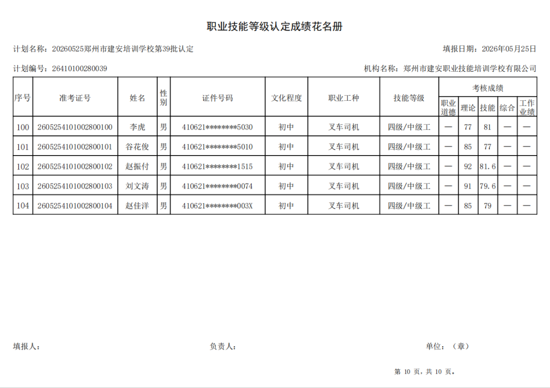 建安职业技能培训学校-2026年第39批职业技能等级认定考试成绩公示(图10)