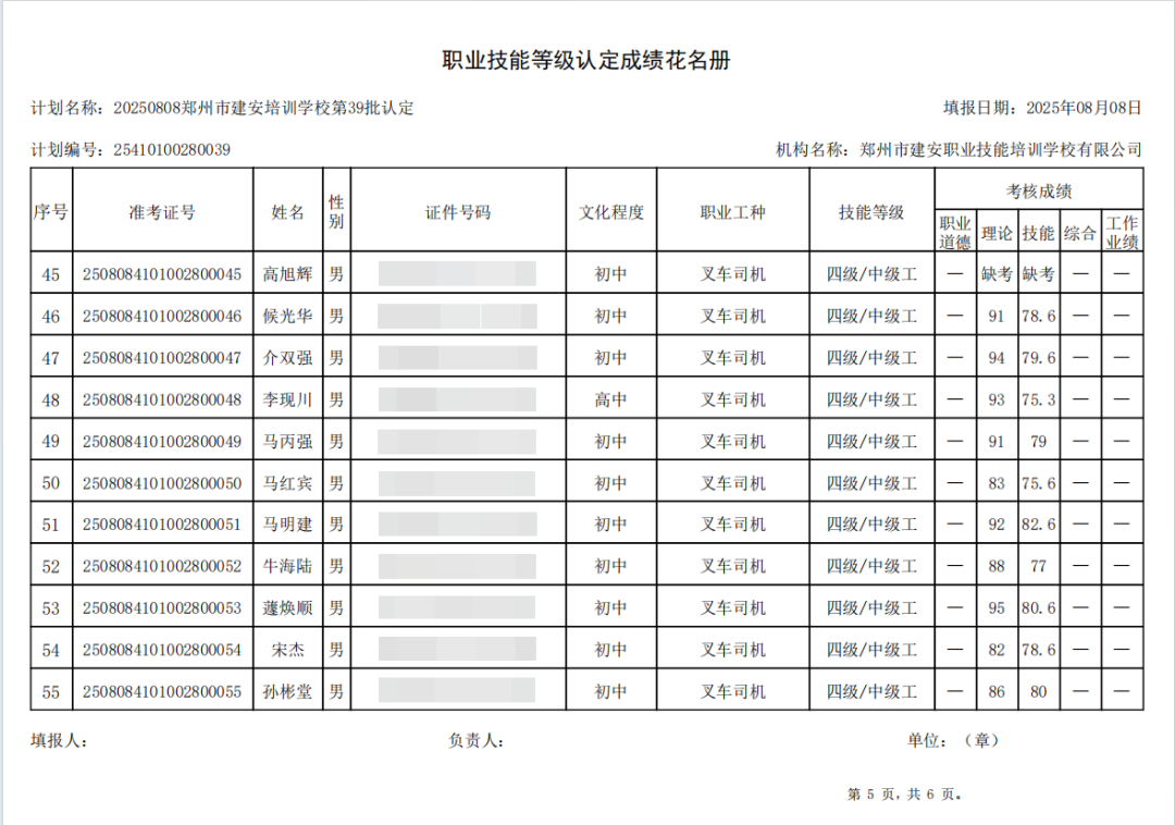 建安职业技能培训学校-2025年第39批职业技能等级认定考试成绩公示（图5）