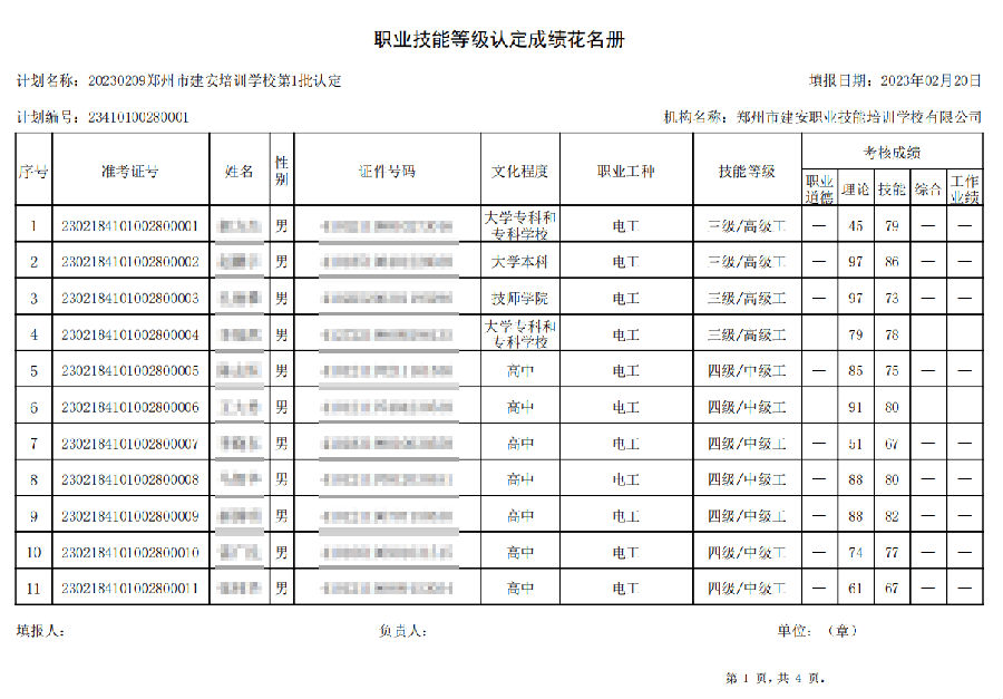 建安职业技能培训学校-2023年第1批职业技能等级认定考试成绩公示（图1）