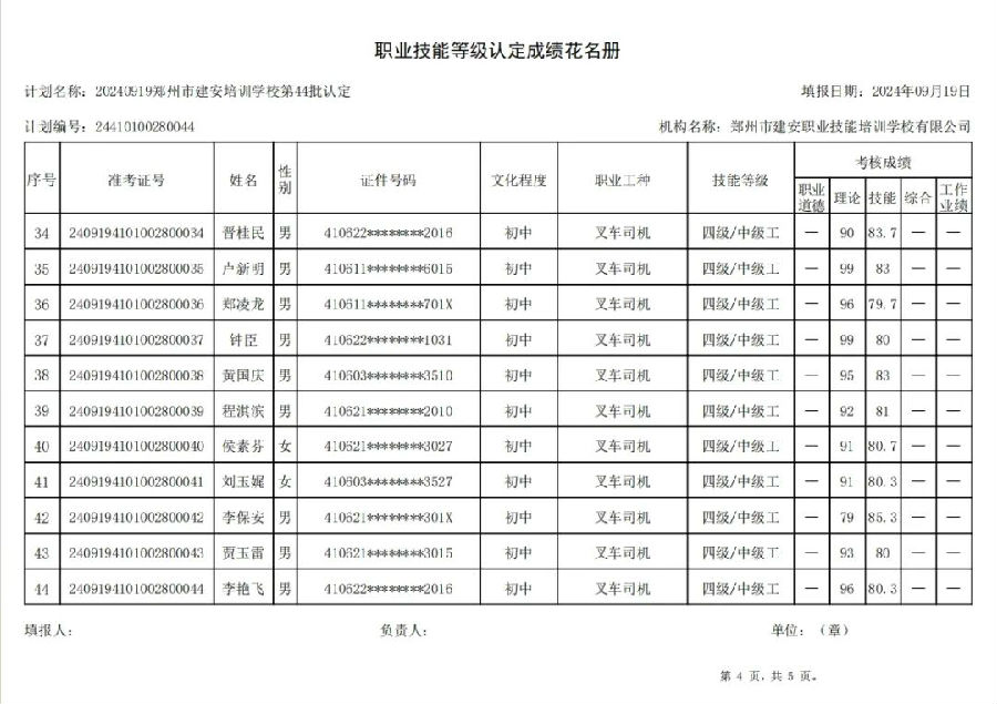 建安职业技能培训学校-第44批职业技能等级认定考试成绩公示（图4）