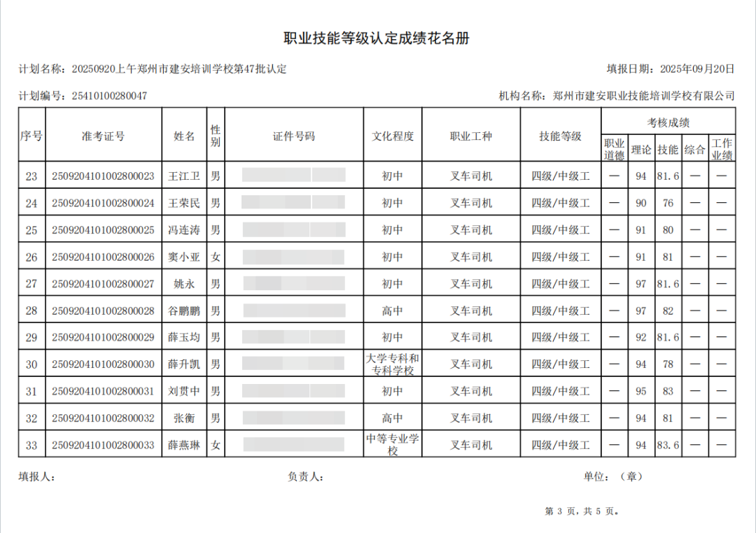 建安职业技能培训学校-2025年第47批职业技能等级认定考试成绩公示（图3）