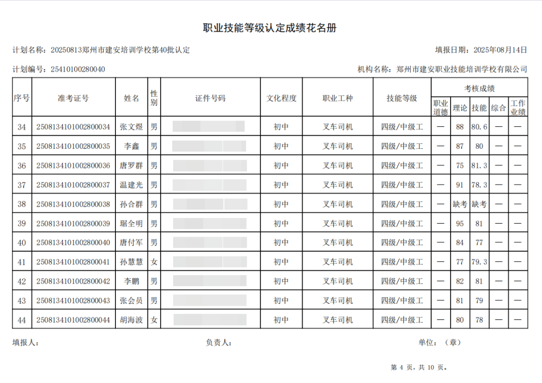 建安职业技能培训学校-2025年第40批职业技能等级认定考试成绩公示(图4)