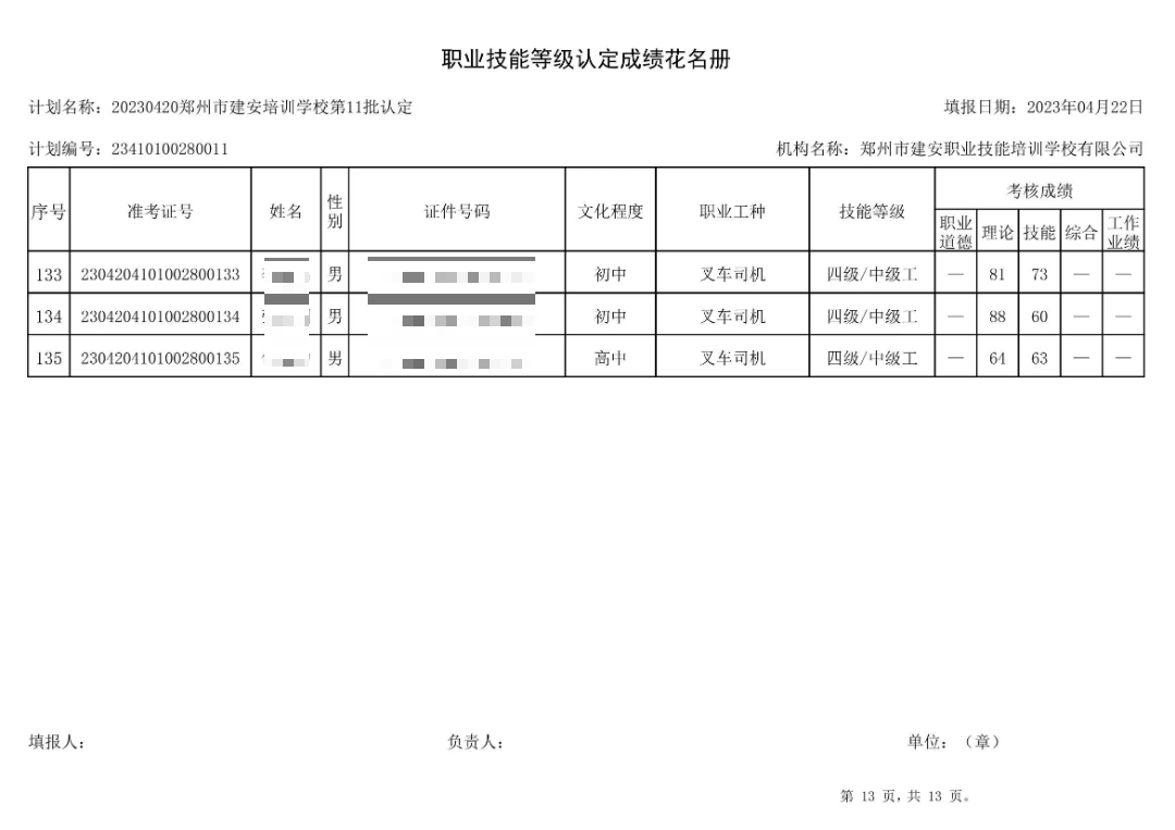 通知:建安职业技能培训学校-第11批职业技能等级认定考试成绩公示(图13)