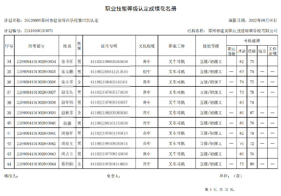 建安职业技能培训学校-第57批职业技能等级认定考试成绩公示（图4）