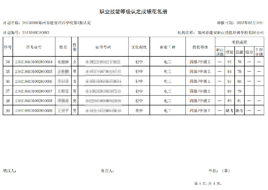建安职业技能培训学校-2023年第1批职业技能等级认定考试成绩公示（图4）