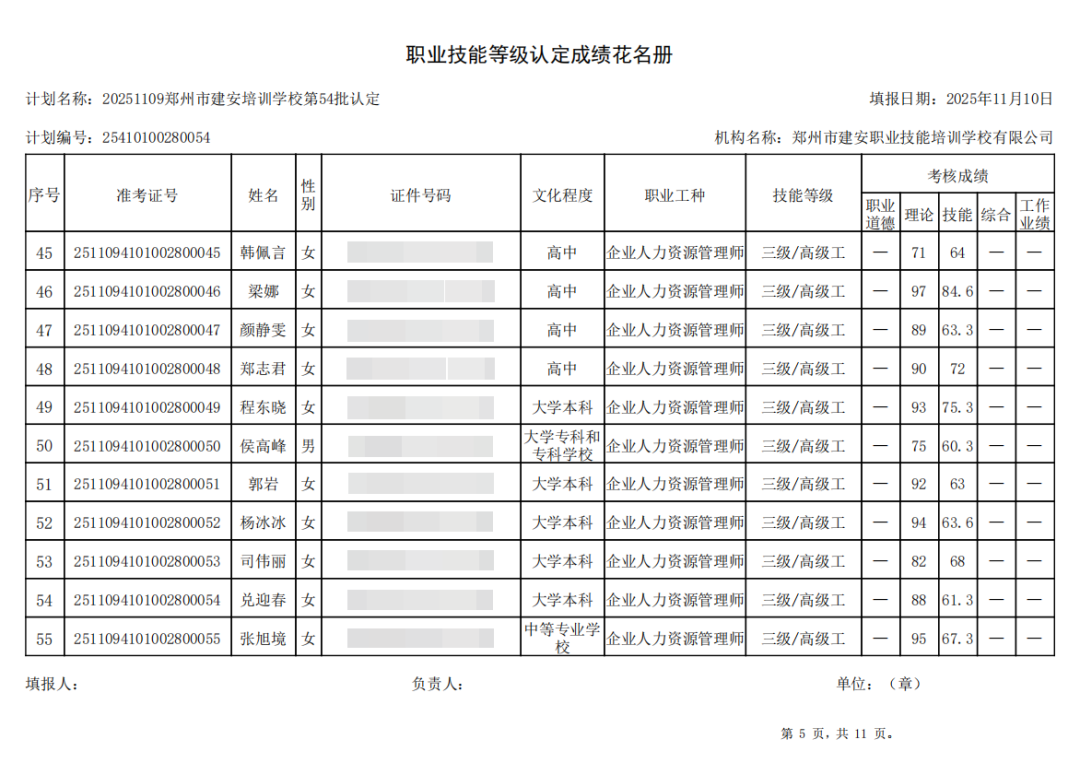 建安职业技能培训学校-2025年第54批职业技能等级认定考试成绩公示（图5）