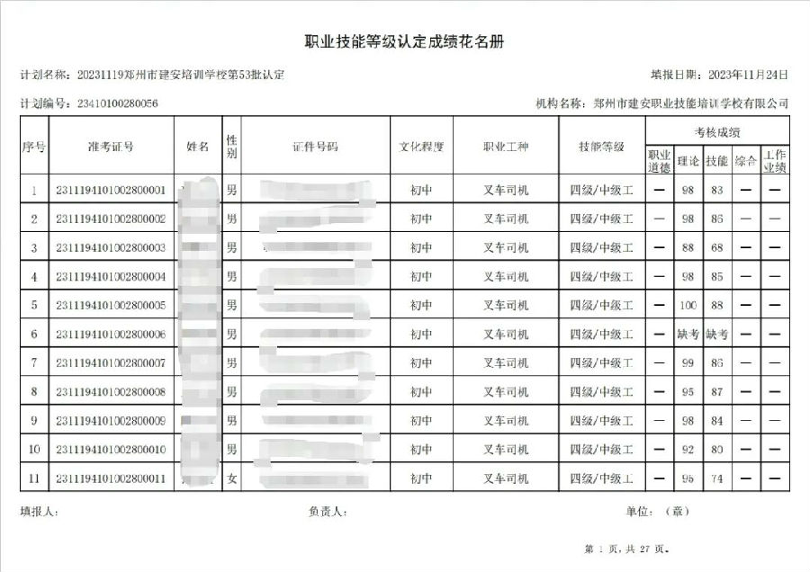 建安职业技能培训学校-第53批职业技能等级认定考试成绩公示（图1）