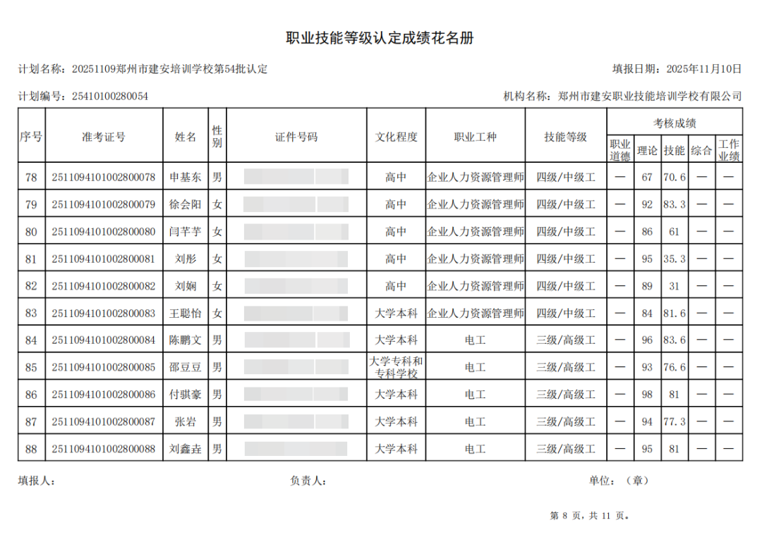 建安职业技能培训学校-2025年第54批职业技能等级认定考试成绩公示（图8）