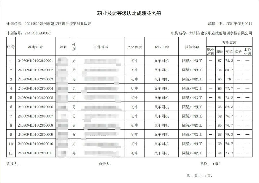 成绩公示1 建安职业技能培训学校-第38批职业技能等级认定考试成绩公示(图1)