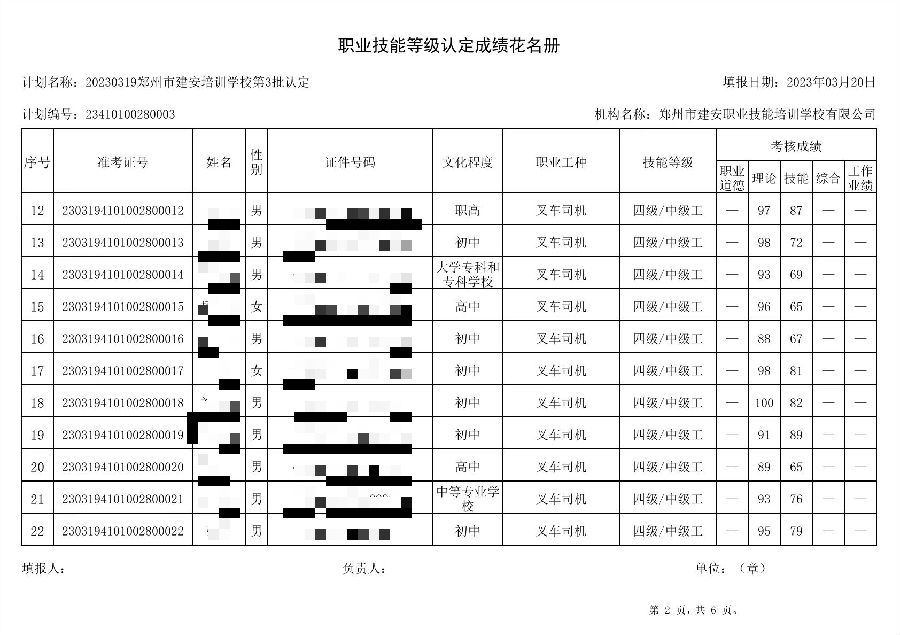 通知：建安职业技能培训学校-第3批职业技能等级认定考试成绩公示（图2）