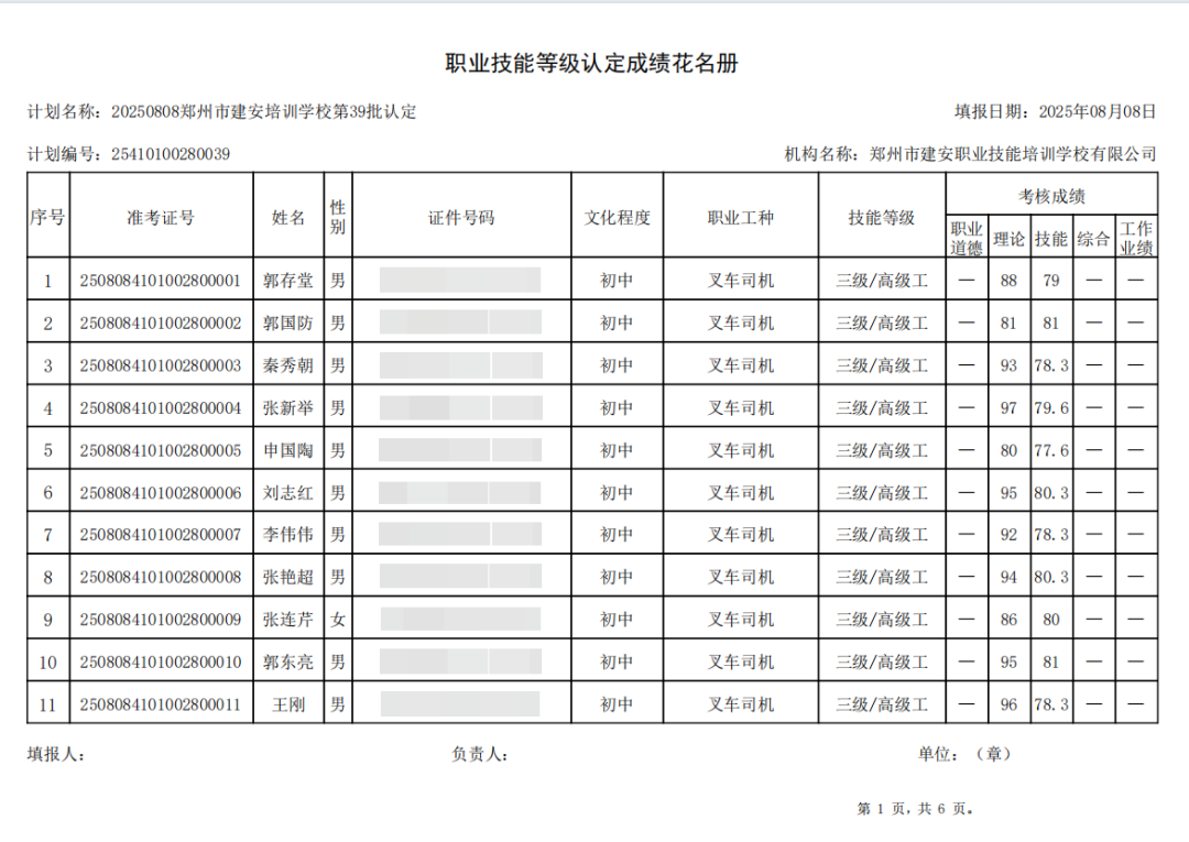 建安职业技能培训学校-2025年第39批职业技能等级认定考试成绩公示（图1）