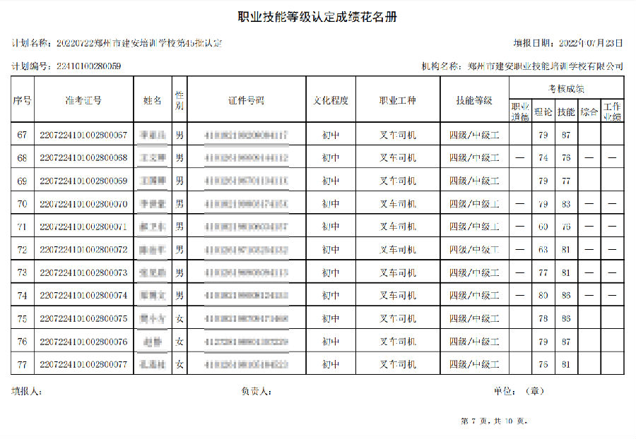 7.png 建安职业技能培训学校-第45批职业技能等级认定考试成绩公示(图7)