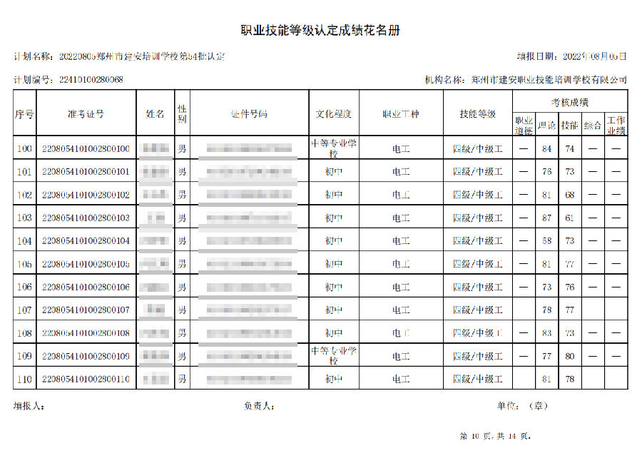 10.png 建安职业技能培训学校-第54批职业技能等级认定考试成绩公示(图10)