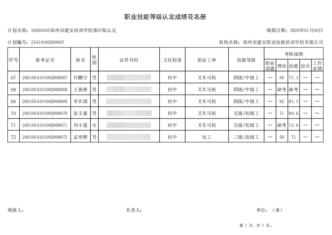 建安职业技能培训学校-2025年第67批职业技能等级认定考试成绩公示(图7)