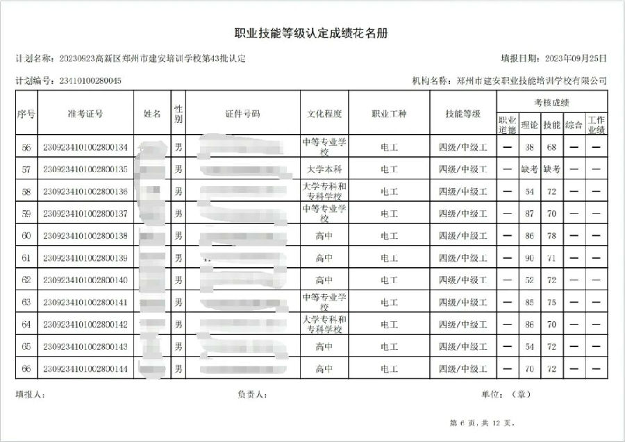 建安职业技能培训学校-第43批职业技能等级认定考试成绩公示（图6）