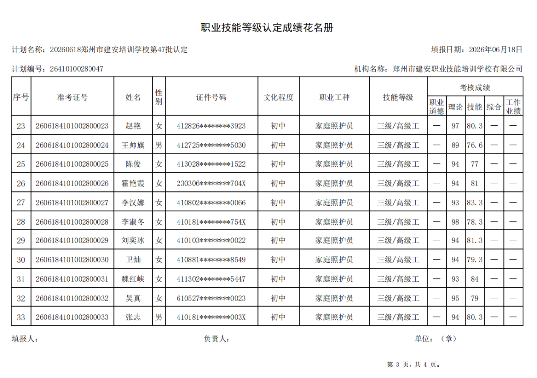 建安职业技能培训学校-2026年第47批职业技能等级认定考试成绩公示(图3)