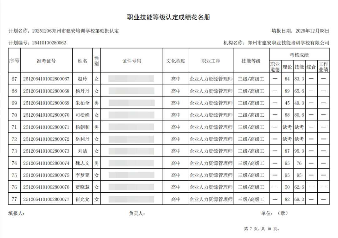 建安职业技能培训学校-2025年第62批职业技能等级认定考试成绩公示(图7)