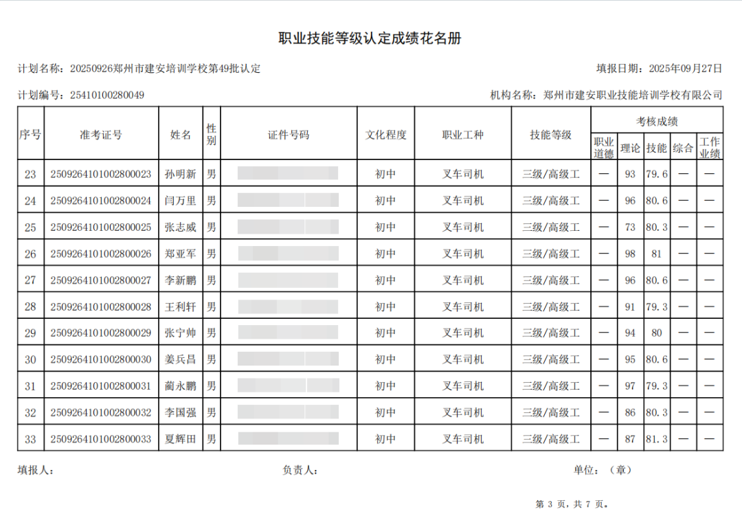 建安职业技能培训学校-2025年第49批职业技能等级认定考试成绩公示(图3)