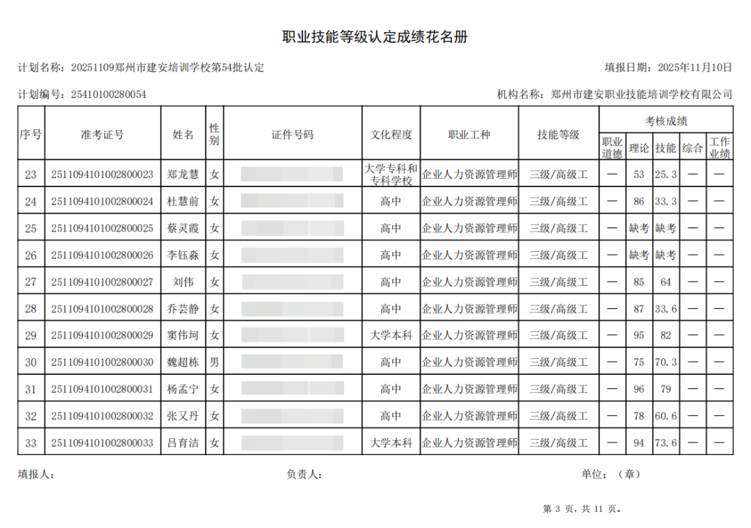 建安职业技能培训学校-2025年第54批职业技能等级认定考试成绩公示（图3）