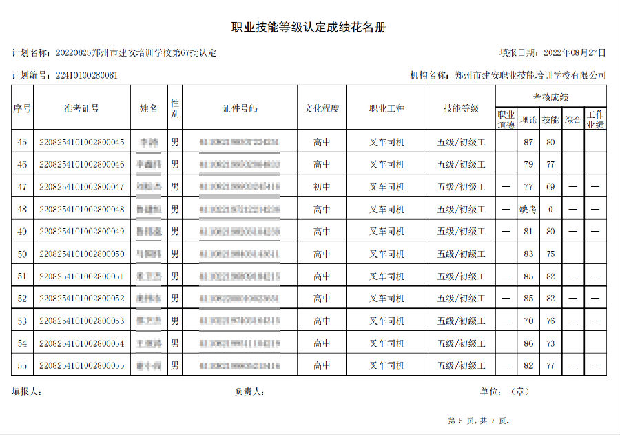 建安职业技能培训学校-第67批职业技能等级认定考试成绩公示（图5）
