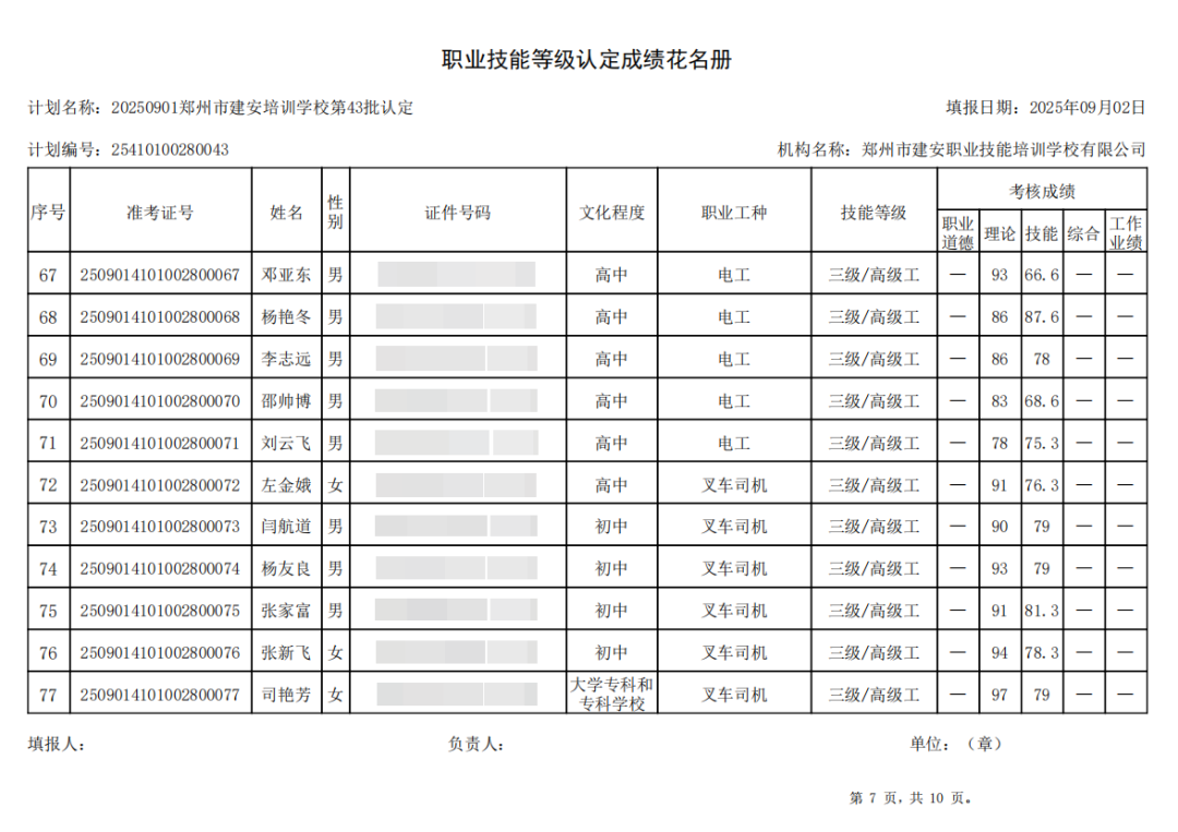建安职业技能培训学校-2025年第43批职业技能等级认定考试成绩公示（图7）