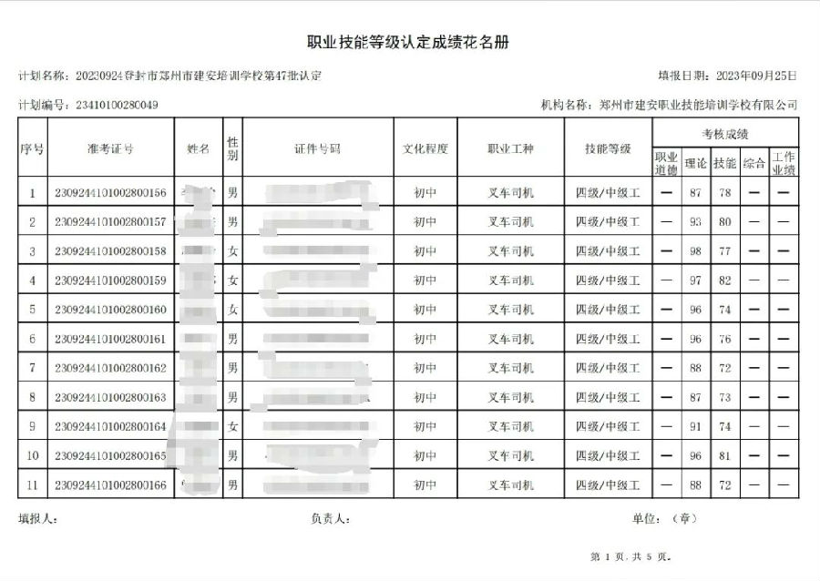 建安职业技能培训学校-第47批职业技能等级认定考试成绩公示（图1）