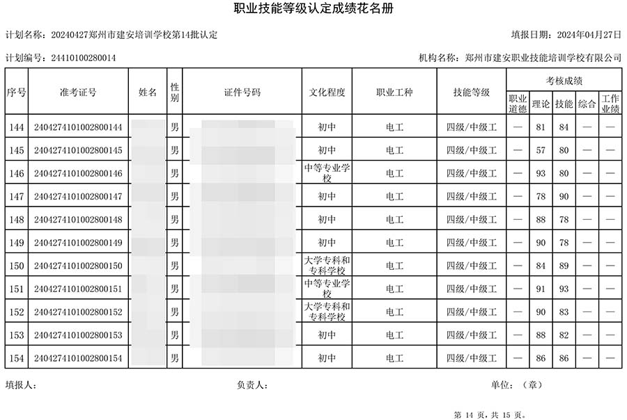 建安职业技能培训学校-第14批职业技能等级认定考试成绩公示（图14）