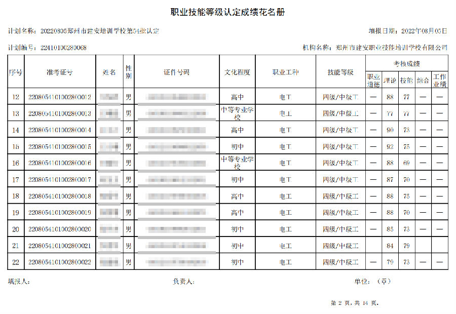 2.png 建安职业技能培训学校-第54批职业技能等级认定考试成绩公示(图2)