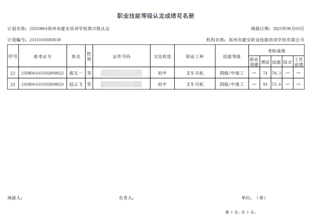 建安职业技能培训学校-2025年第37批职业技能等级认定考试成绩公示（图3）