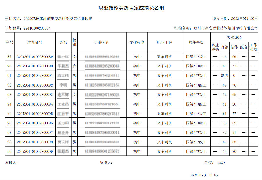 建安职业技能培训学校-第43批职业技能等级认定考试成绩公示（图9）