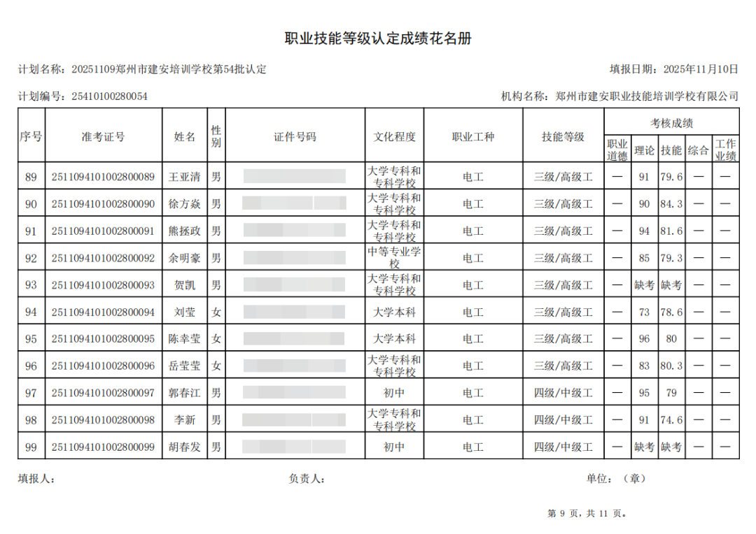 建安职业技能培训学校-2025年第54批职业技能等级认定考试成绩公示（图9）