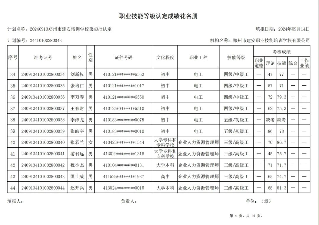 ÐÅͼƬ_20240914110534.jpg 建安职业技能培训学校-第43批职业技能等级认定考试成绩公示(图4)
